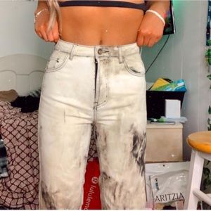 zara bleach dyed mom jeans [00] ♡